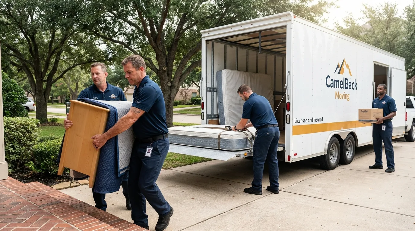 Crew loading residential truck for cross-state move from Saddle River, NJ
